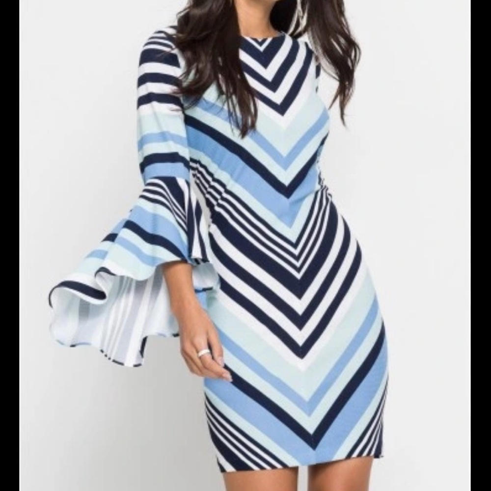 NWT- MSK Geo Dress with Bell Sleeves - Size Large